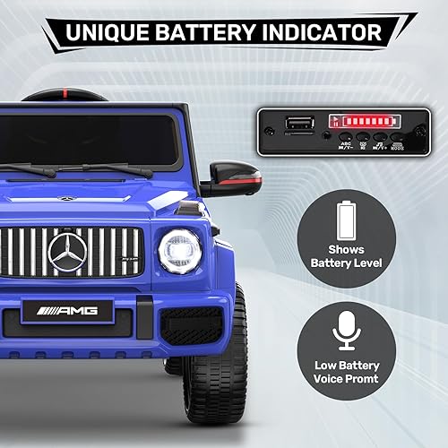 Miniatura 6 de ANPABO Mercedes-Benz G63 Auto con licencia para niños, auto de paseo de 12 V con control remoto para padres, aviso de voz de batería baja, linterna