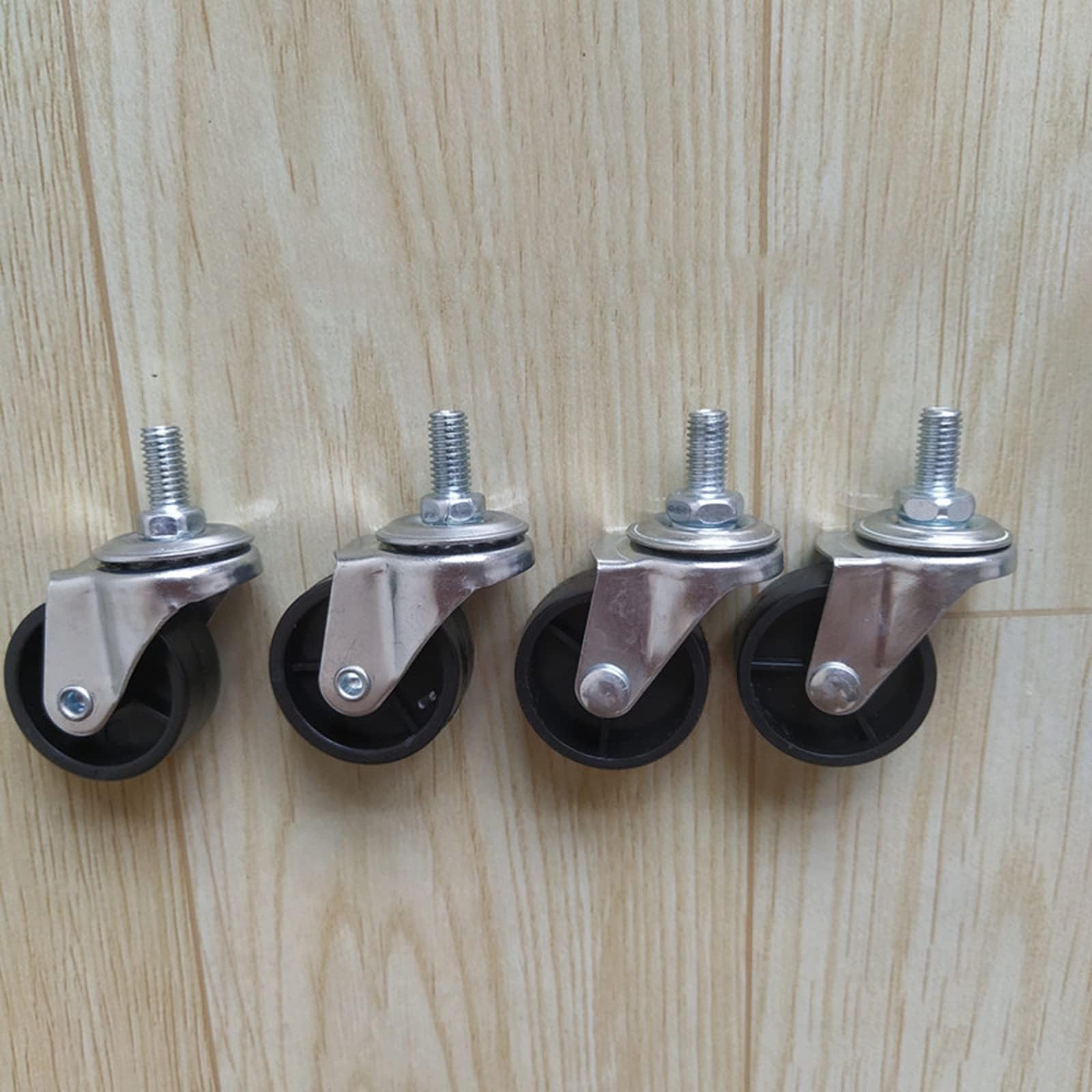 ZGUOUZANTYE Set Of 4 Swivel Universal Casters With Threaded Stem M8 X 15mm Furniture Transport Wheels 50kg Load For Trolleys Replacement(4 Swivel)