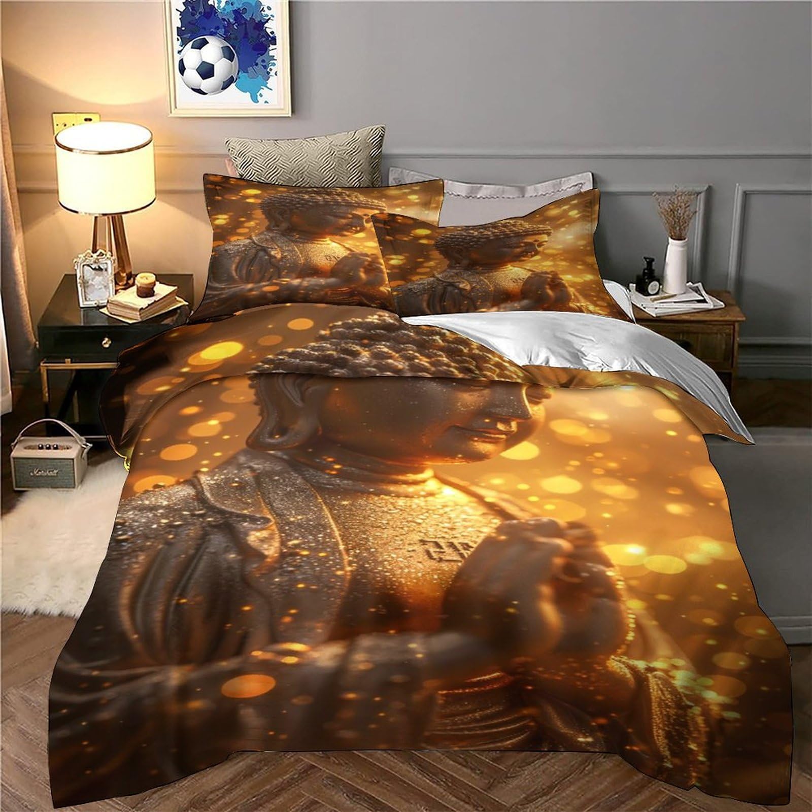 3D Gedruckte Romantisches Paar Motiv Bettbezug Mikrofaser Schlafzimmer Dekor Pärchen Bettwäsche Set Atmungsaktiv Geschenk für Zuhause Super King（260x220cm）