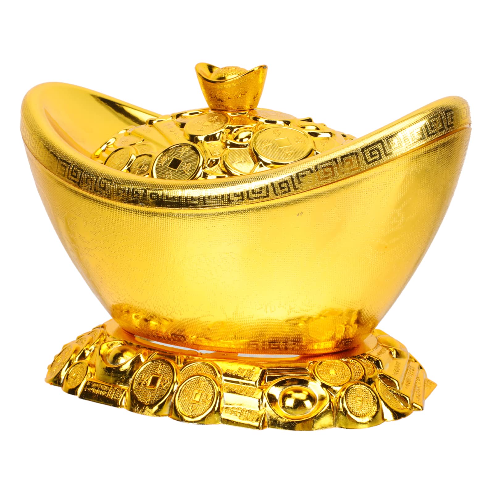 YARDWE Candy Serving Bowl Feng Shui Gold Ingot Bowl: Chinese Yuan Bao Shape Candy Storage Box Tabletop Snack Organizer Prosperity Wealth Statue for Home Office Decor Candy Organizer Bowl