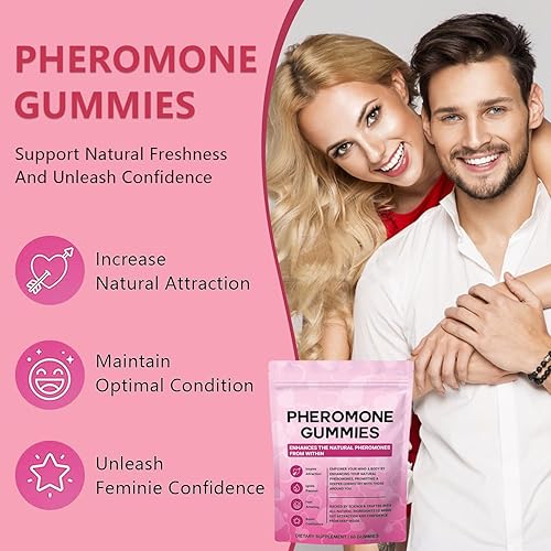 Miniatura 5 de Gomitas de feromonas para mujer, gomitas de equilibrio femenino, sabor a fresa, veganas, sin gluten, borgoña, 60 gomitas