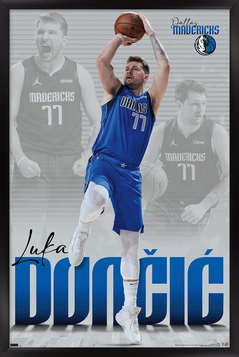 Trends International NBA Dallas Mavericks - Luka Doncic 22 Wall Poster, 14.725" x 22.375", Black Framed Version