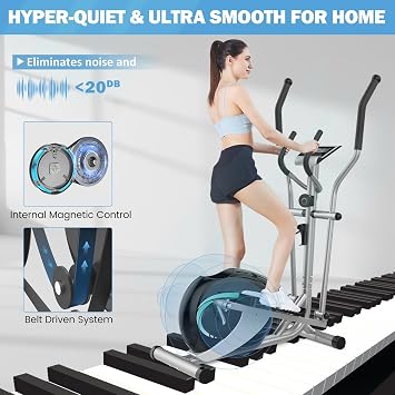 Elliptical Exercise Machine, Dripex Magnetic Elliptical Machine for Home, Hyper-Quiet Elliptical Training Machines w/ 13.2lbs Flywheel, 16 Resistance Levels, Pulse, LCD Monitor