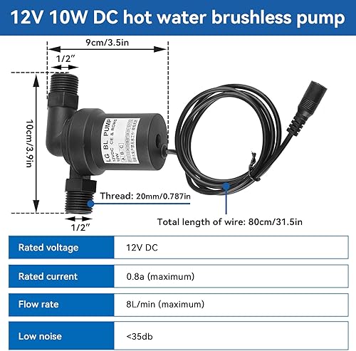Miniatura 2 de Bomba sin escobillas de 12v Dc, bomba de agua solar de 10w Bomba de agua solar de alta temperatura para fuente Sistema de circulación de agua de