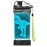 YuanDian Light Up Kids Water Bottle with 3D Dinosaur Tyrannosaurus Rex Design- 14 OZ Tritan BPA Free - Cool Drinking Cups Gift for School Kids Boy Girl Child Christmas Holiday