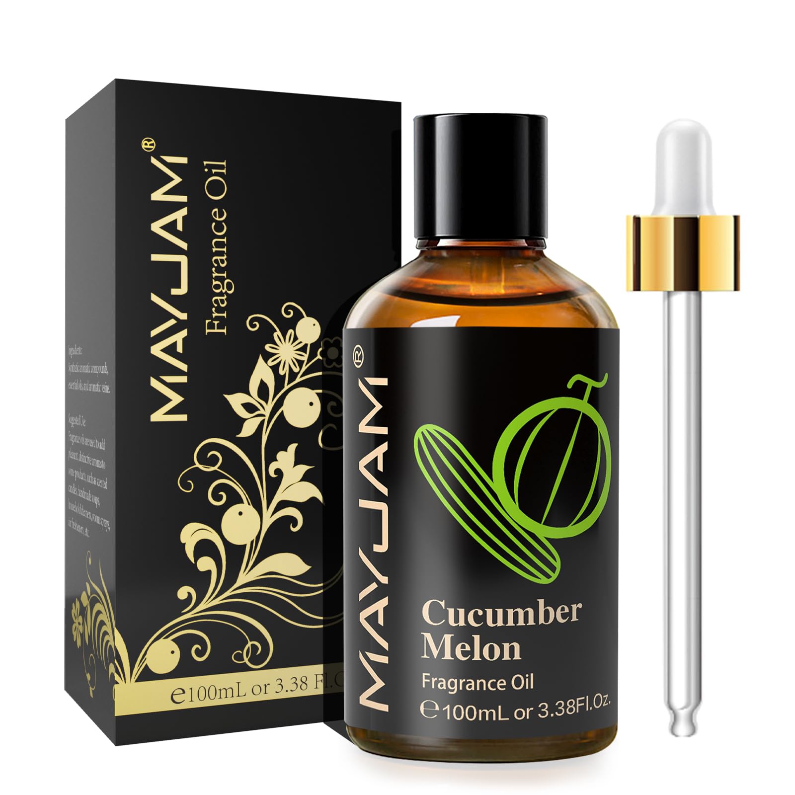 MAYJAM Olio Essenziale di Cetriolo Melone 100ml, Olio Di Fragranza Premium Per Diffusori di Olio Essenziali, Aromaterapia, Casa, Bruciatore Di Olio