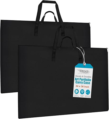 Miniatura 10 de Bolsa portafolio de arte, 18 x 24 pulgadas, estuche de almacenamiento negro para póster, boceto y dibujo (negro, 18 x 24 pulgadas)