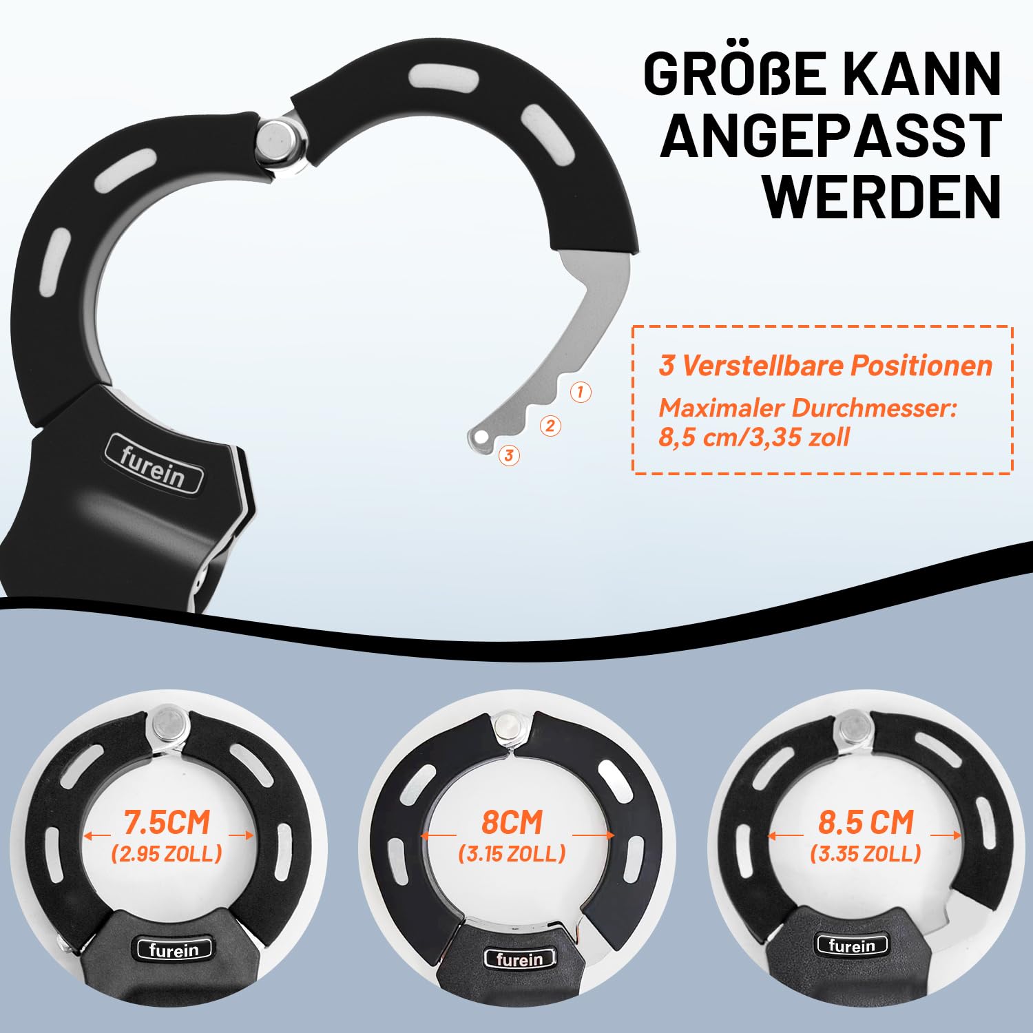 Antivol pour scooter électrique 8 mm - Antivol de menottes - Antivol - En silicone - Protection contre les rayures - Résistant aux coupures - Antivol - Pour scooter électrique - Moto - Noir