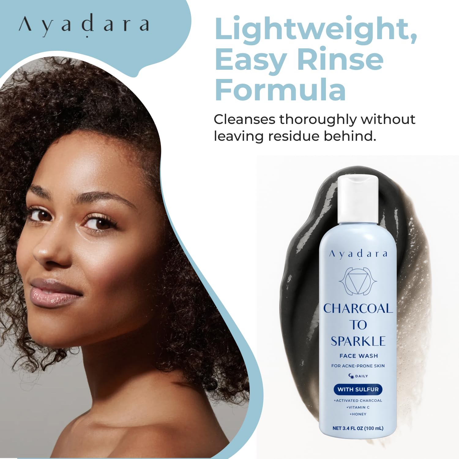 Severe Acne Charcoal Face Wash, 3.4 oz, Daily Cleanser with Sulfur and Honey, Face Cleanser for Acne, Deep Cleansing Charcoal Face Wash for Women and Men, 200 Uses - Image 7