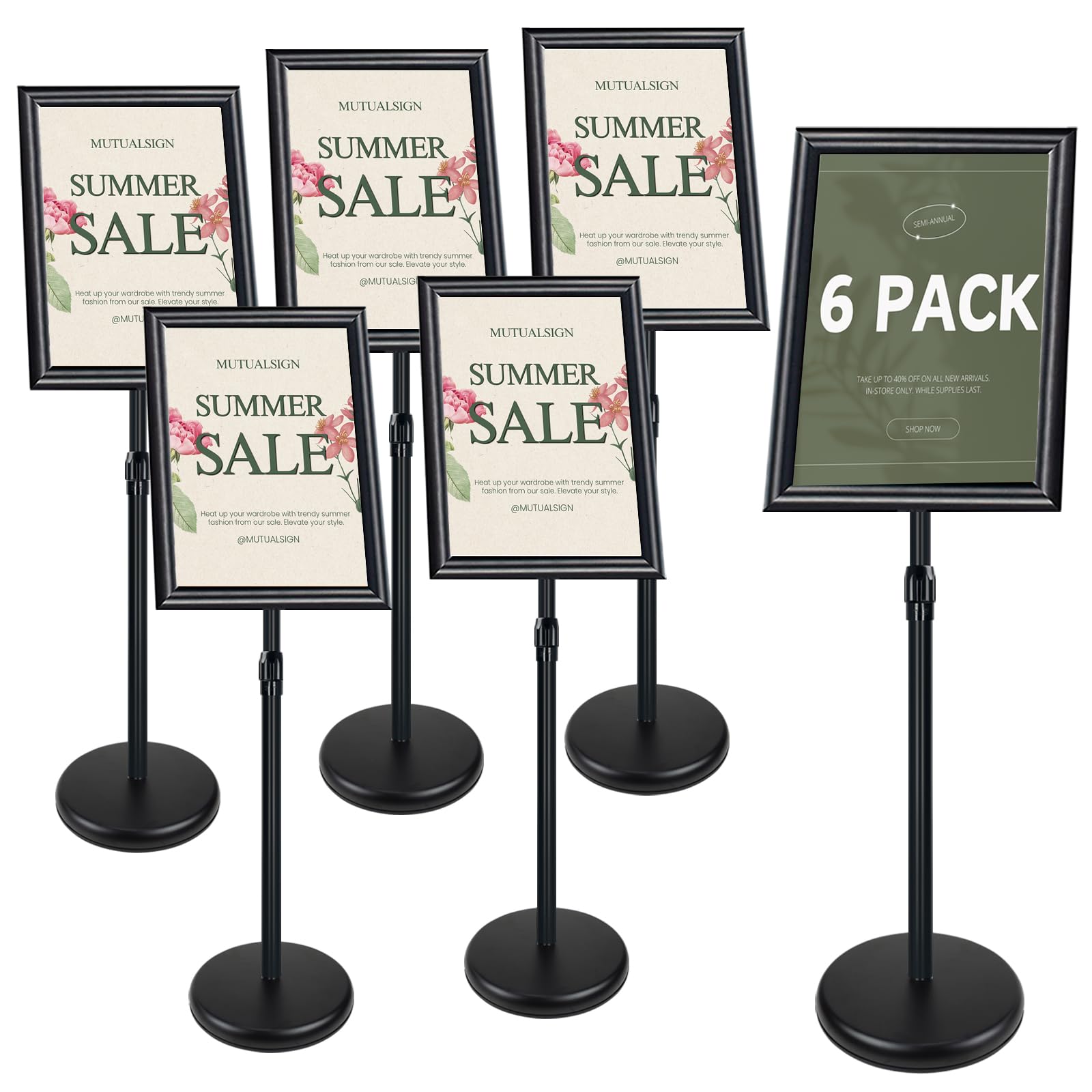 6 Supports Affiche A4 Réglables 60-100cm – Pied Métal Avec Base Lestée, Pour Menu Restaurant, Bureau, Salon Pro - 5