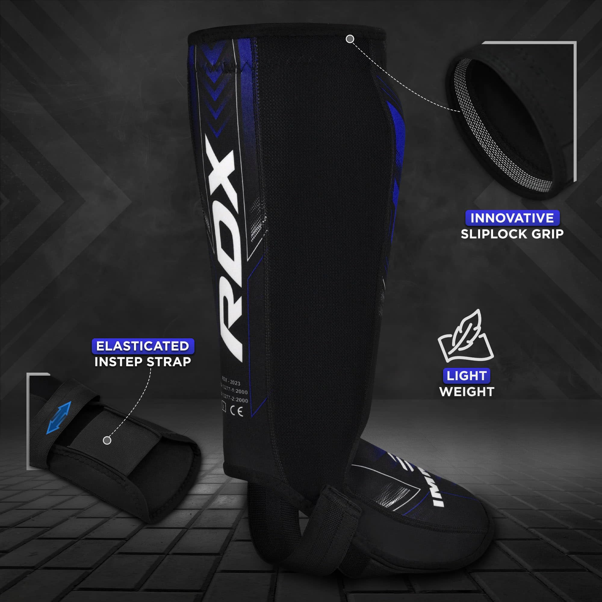RDX IMMAF - Parastinchi in neoprene per competizioni, per sparring e grpling, MMA, kickboxing, arti marziali miste, protezione professionale per stinchi e collo del piede, unisex, allenamento in
