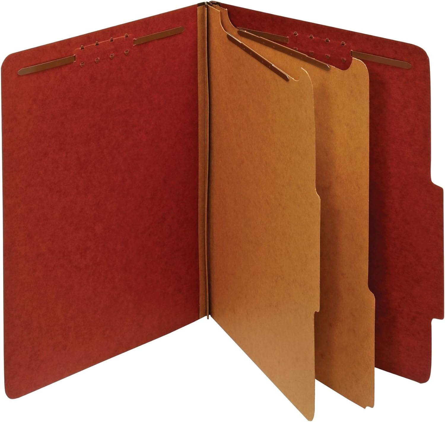 Office Depot Double Pocket Insertable Plastic Divider, 5-Tab, 2 Pressboard Dividers, 100% Recycled, Red, 10 pk, OD24075R