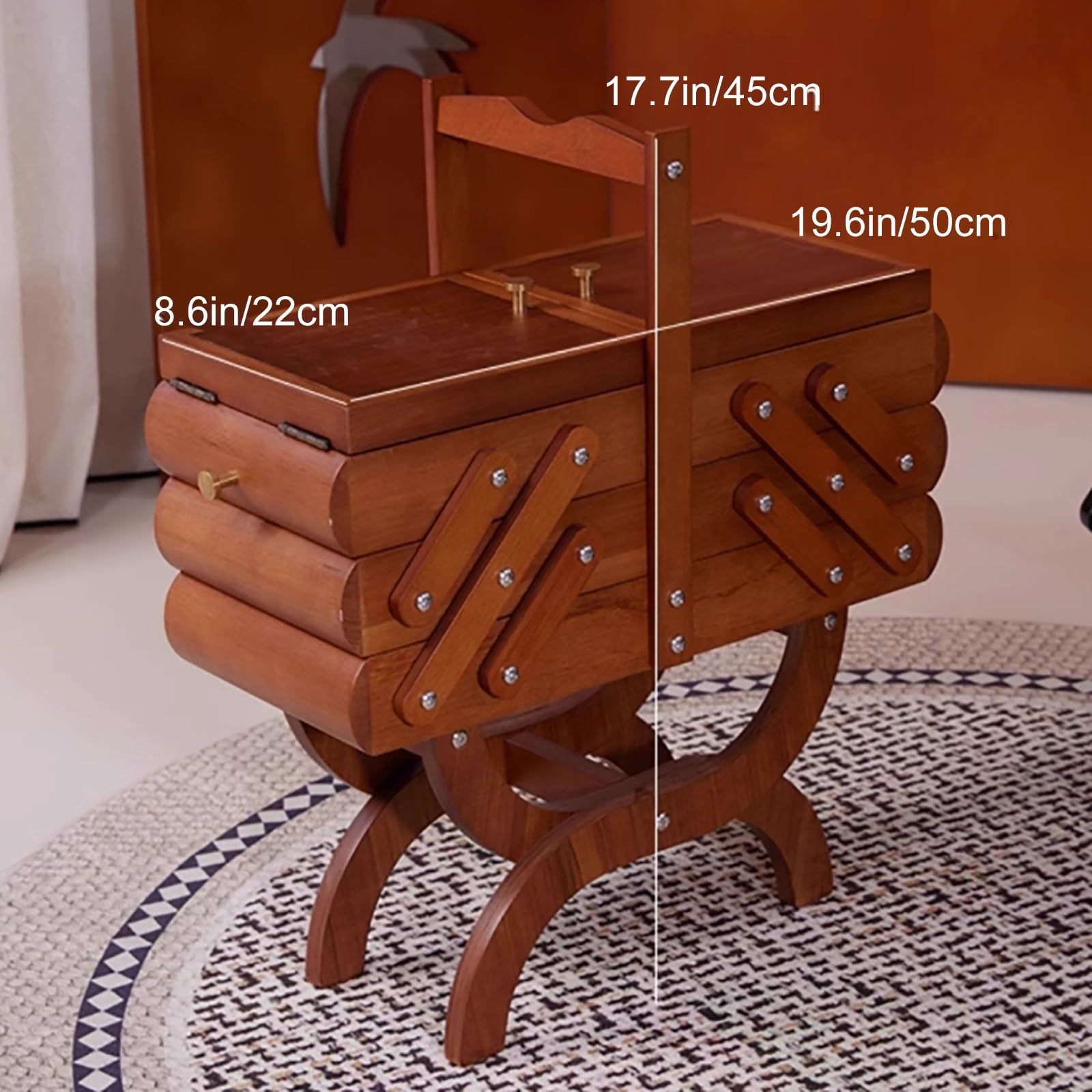 WZFPXIGWE Wooden Jewelry Cabinet, Large 3-Tier Makeup Cabinet, with Handle and Bracket Legs, Jewelry Armoire for Storage Jewelry