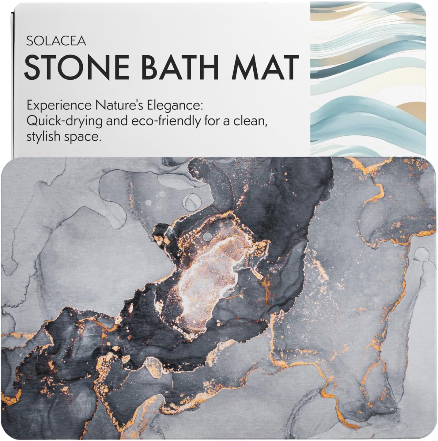 Stone Bath Mat, 23.7 x 15.4 inches, Quick Dry & Non-Slip Diatomaceous Earth Bath Mat for Bathroom and Kitchen