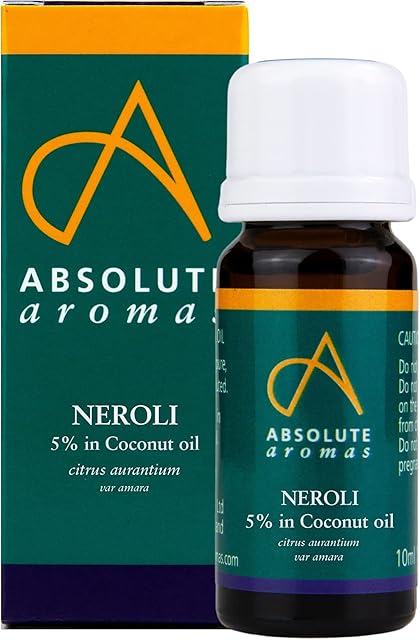 Absolute Aromas Neroli 5% - 100% Pure, Natural Neroli Essential Oil diluted to 5% in Coconut oil, 10 ml