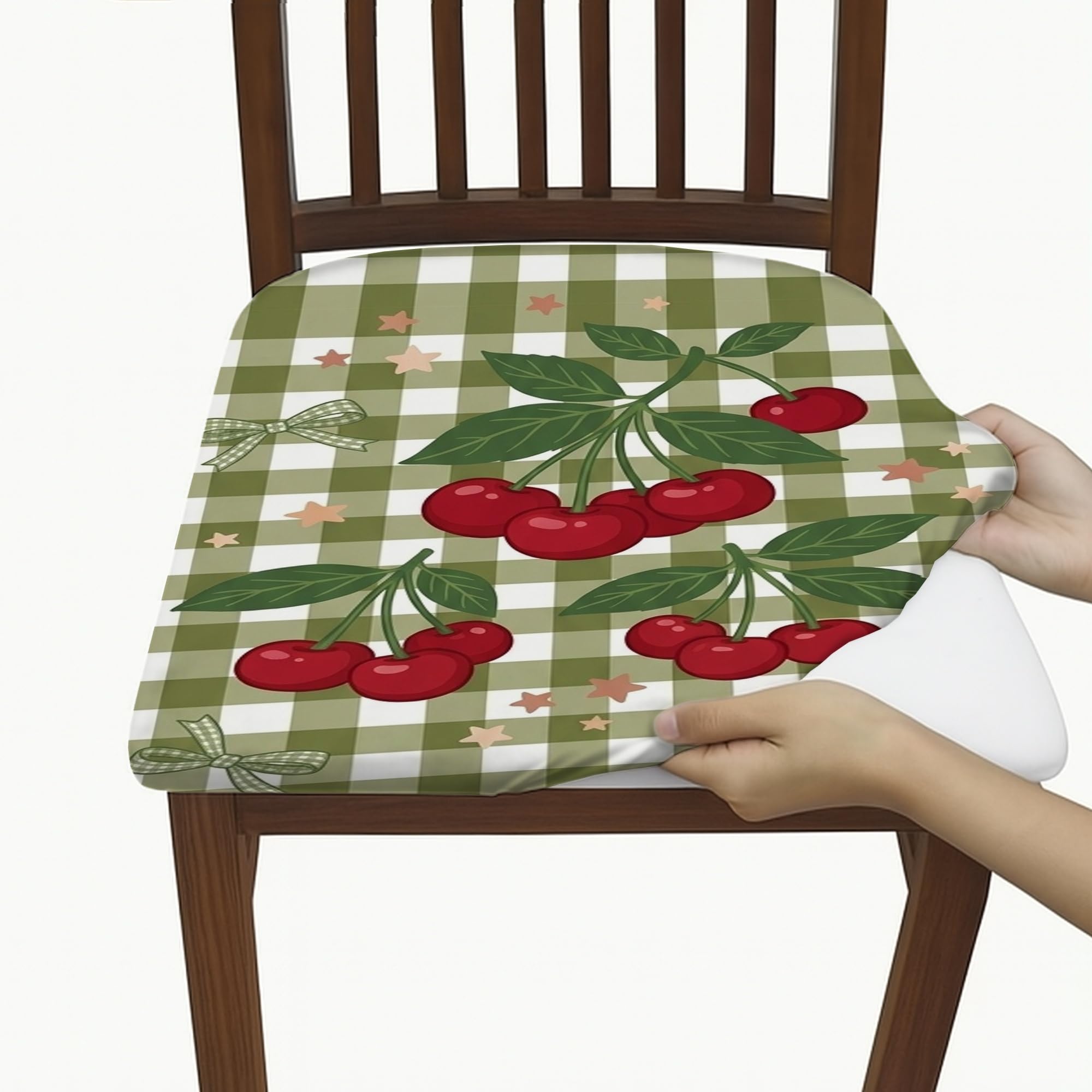 Housses de protection lavables pour chaises vert à carreaux