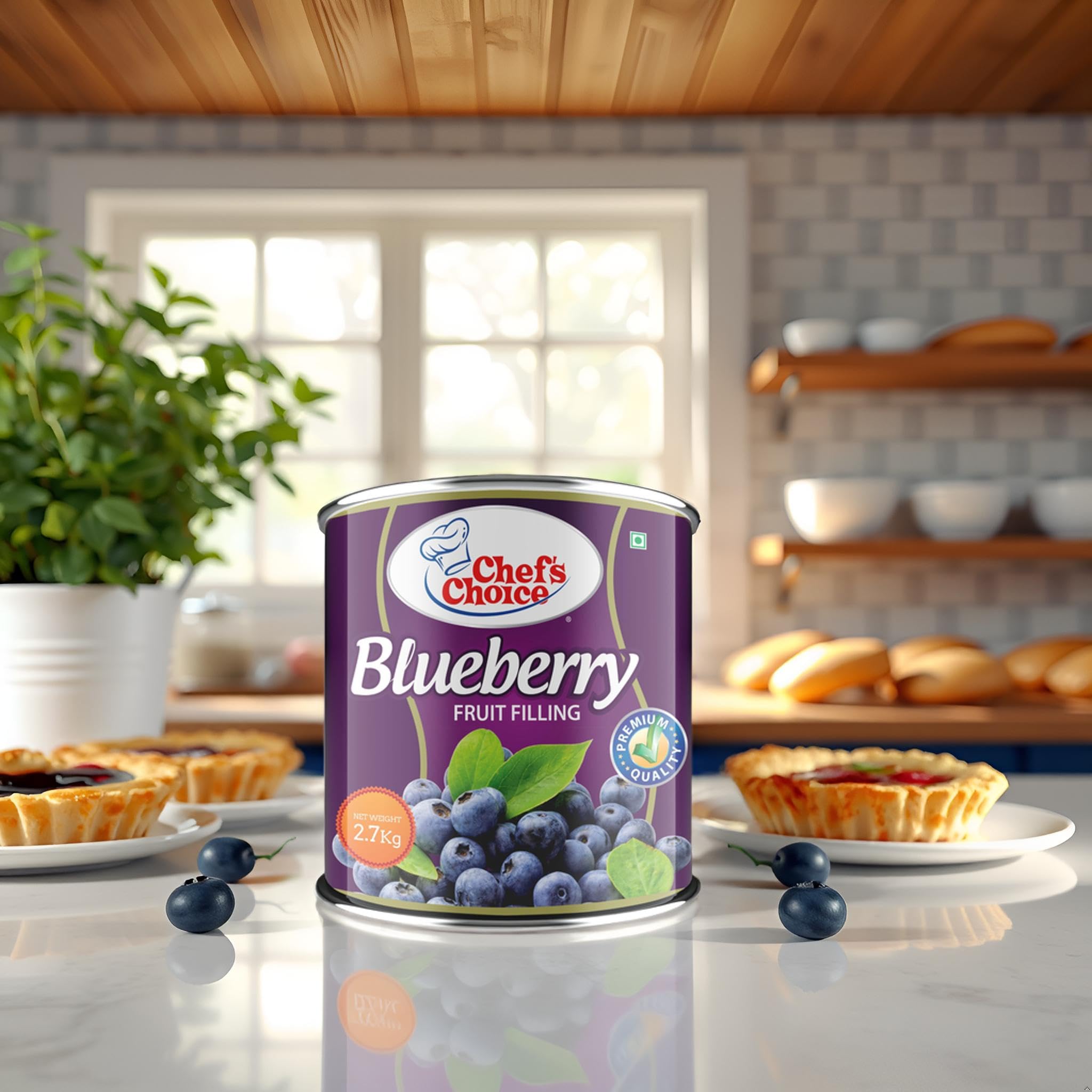 Chef's Choice Blueberry Fruit Filling Can - 2.7 Kg | Product Of Philippines | Blueberry Fruit Filling For Baking And Dessert Preparations | Pack Of 1 3