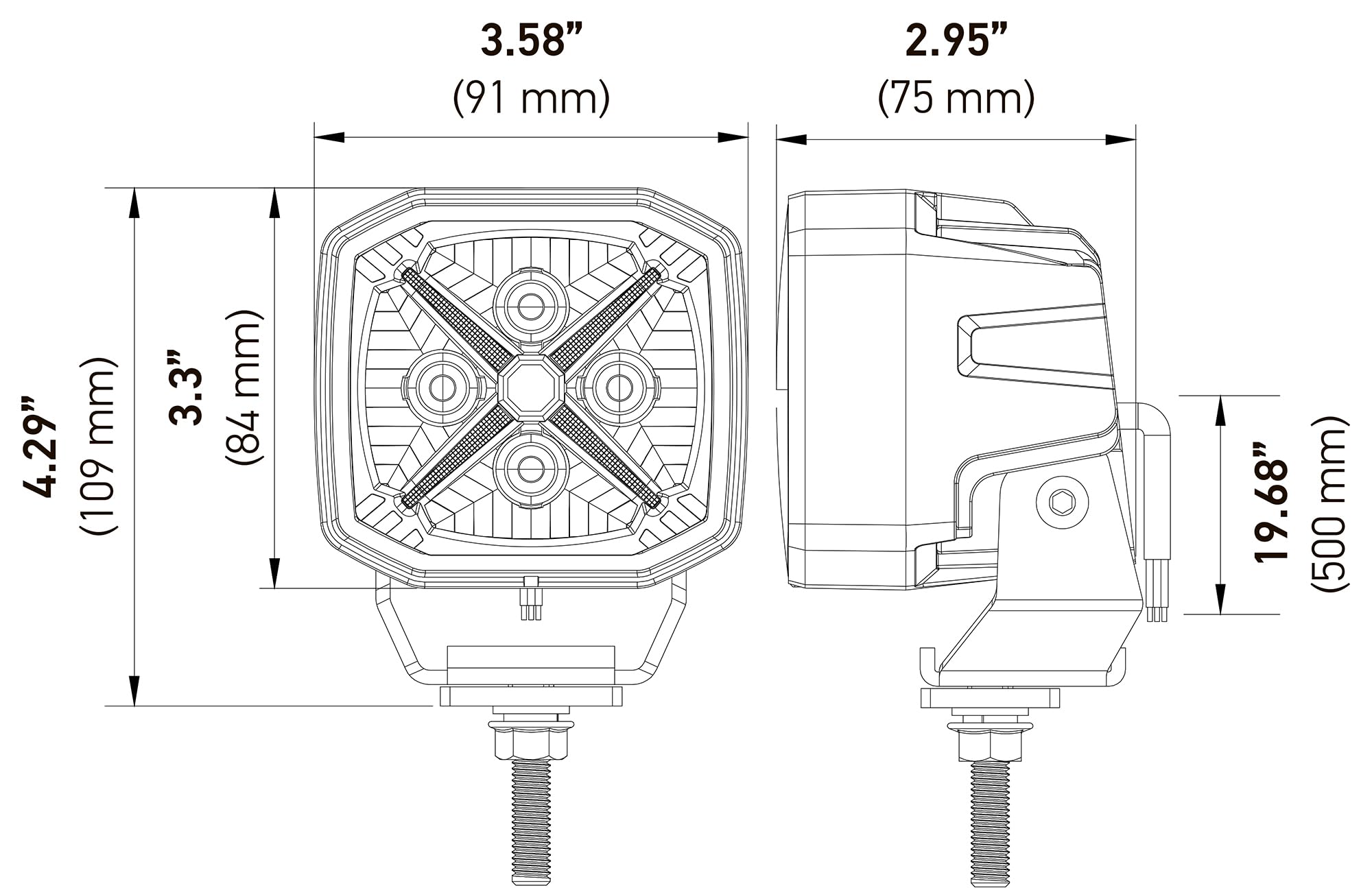 Hella X-TREME XT-3C Combo Beam 3-Inch LED Offroad Driving Light with 5700LM and Customizable Amber/White X Position Light