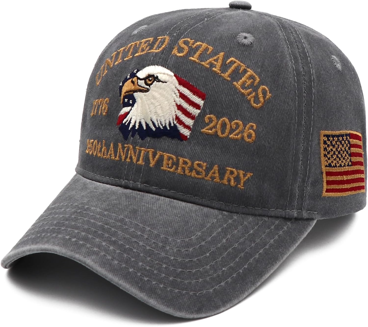 250th Anniversary USA Hat Embroidered 1776-2026 American Hat, Patriotic Bald Eagle Baseball Cap for Men Women