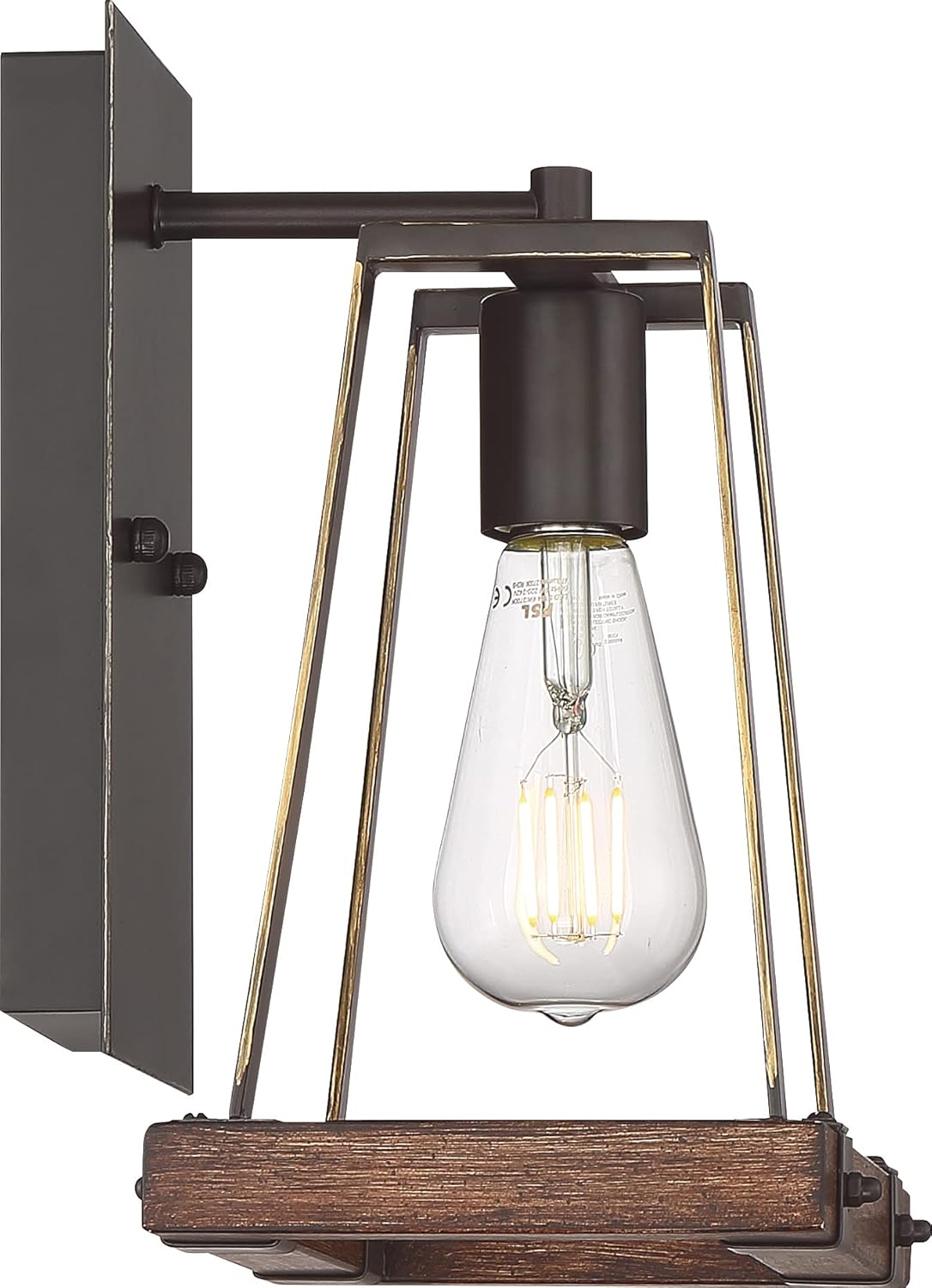 Nuvo 60/6891 Outrigger Wall Sconce Mahogany Bronze and Nutmeg Wood Finish, 1 Light