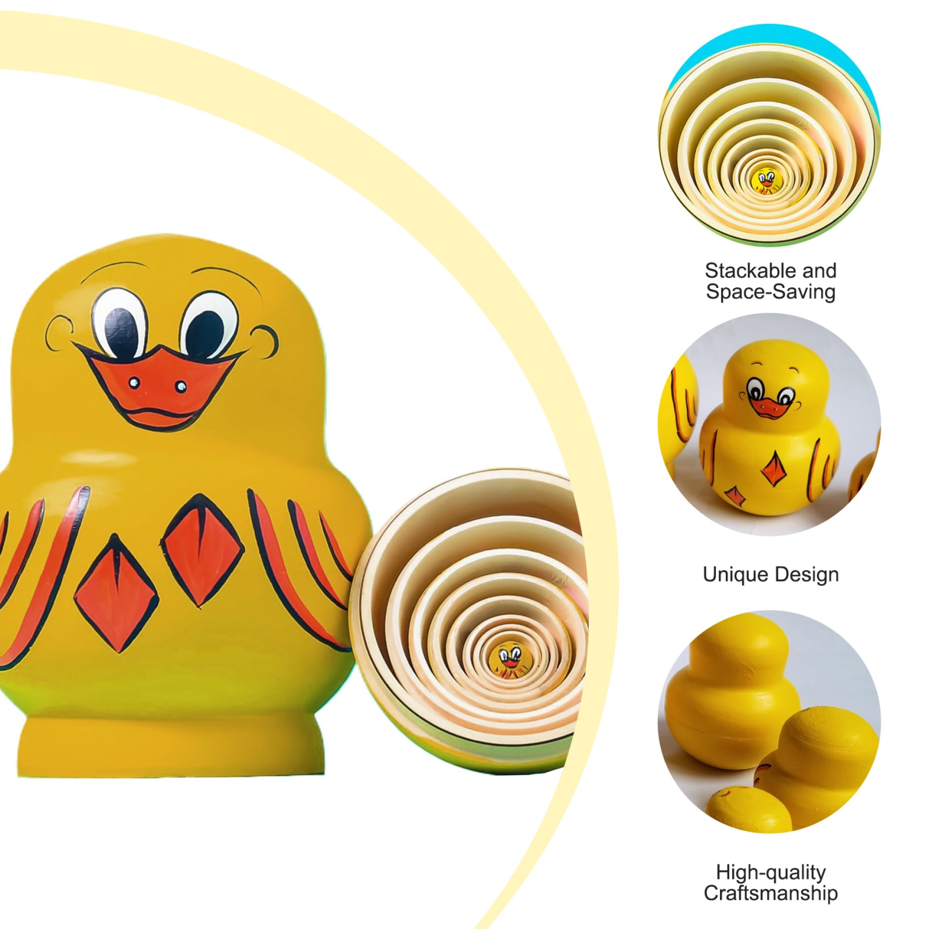 10 pièces poupée gigogne Russe Canard poupées gigognes de Canard Mignon Canards empilés en Bois Jaune Jouets d'apprentissage éducatifs Matryoshka pour Enfants fête d'anniversaire faveur