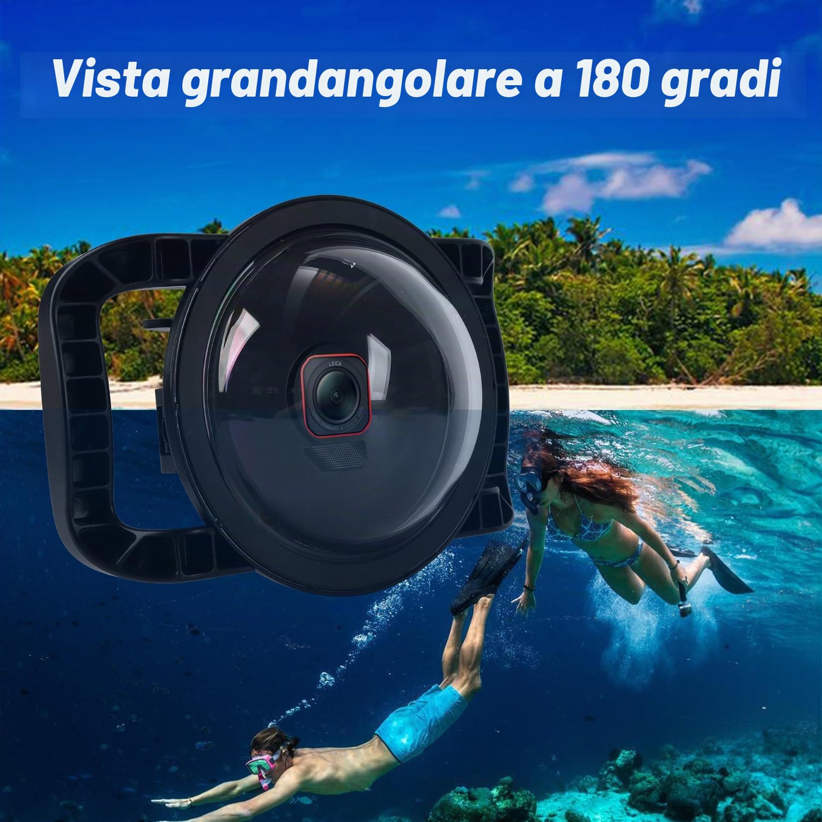 SHOOT Dome Port Custodia Impermeabile per Insta360 Ace Pro 2, Custodia Subacquea Resistente all'acqua 30M/98FT con Doppia Impugnatura per la Videocamera d'azione Insta360 Ace Pro 2