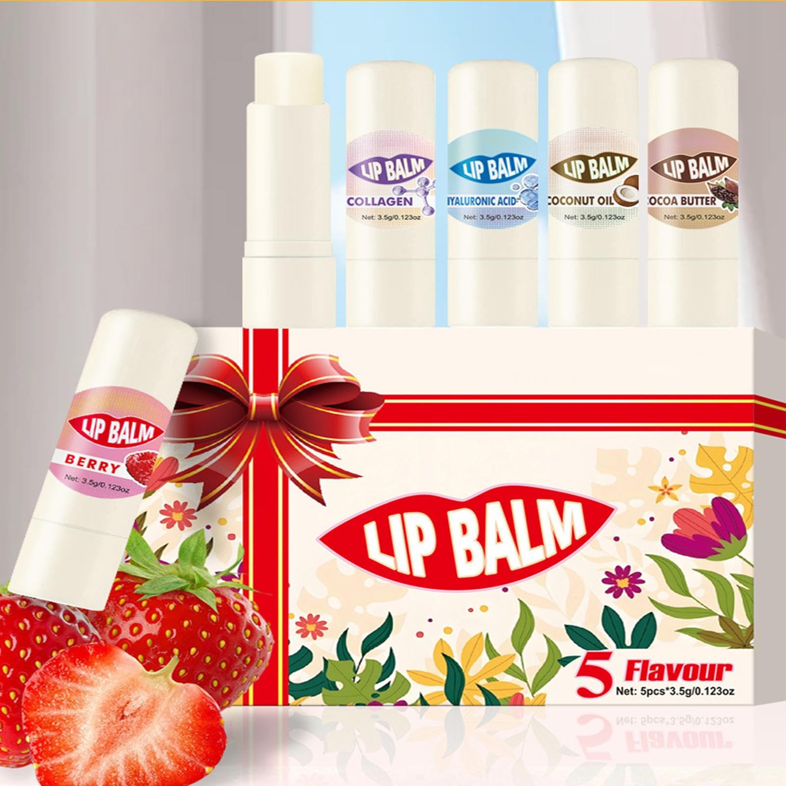 Balsamo Idratante per Labbra 5 Pezzi Crema Volumizzante Nutriente
