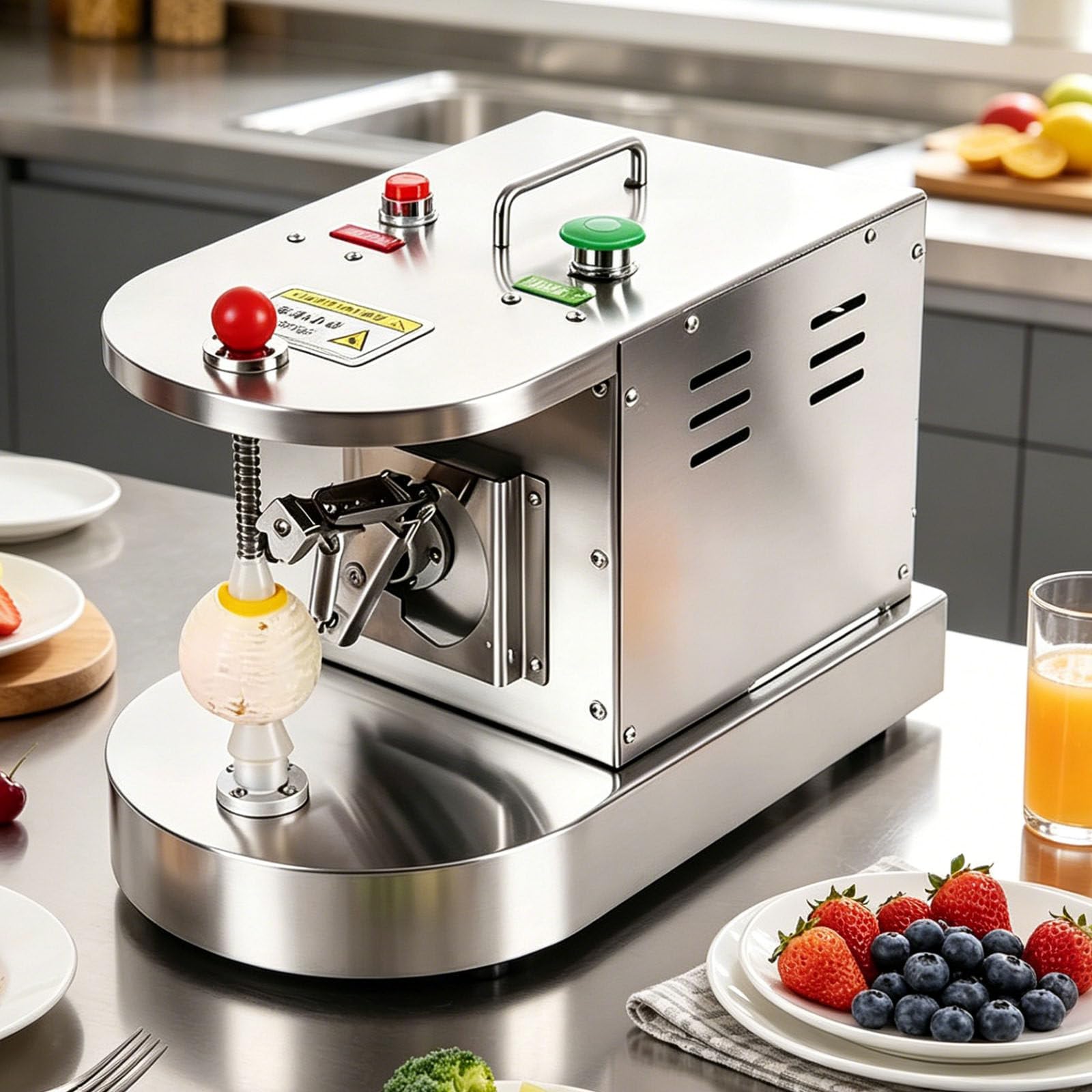 Drmoxin Fruit Peeling Machine,Full Automatic Stainless Steel Peeler for Lemon and Orange,Adjustable Height and Thickness,500pcs/h,for Restaurant Kitchen