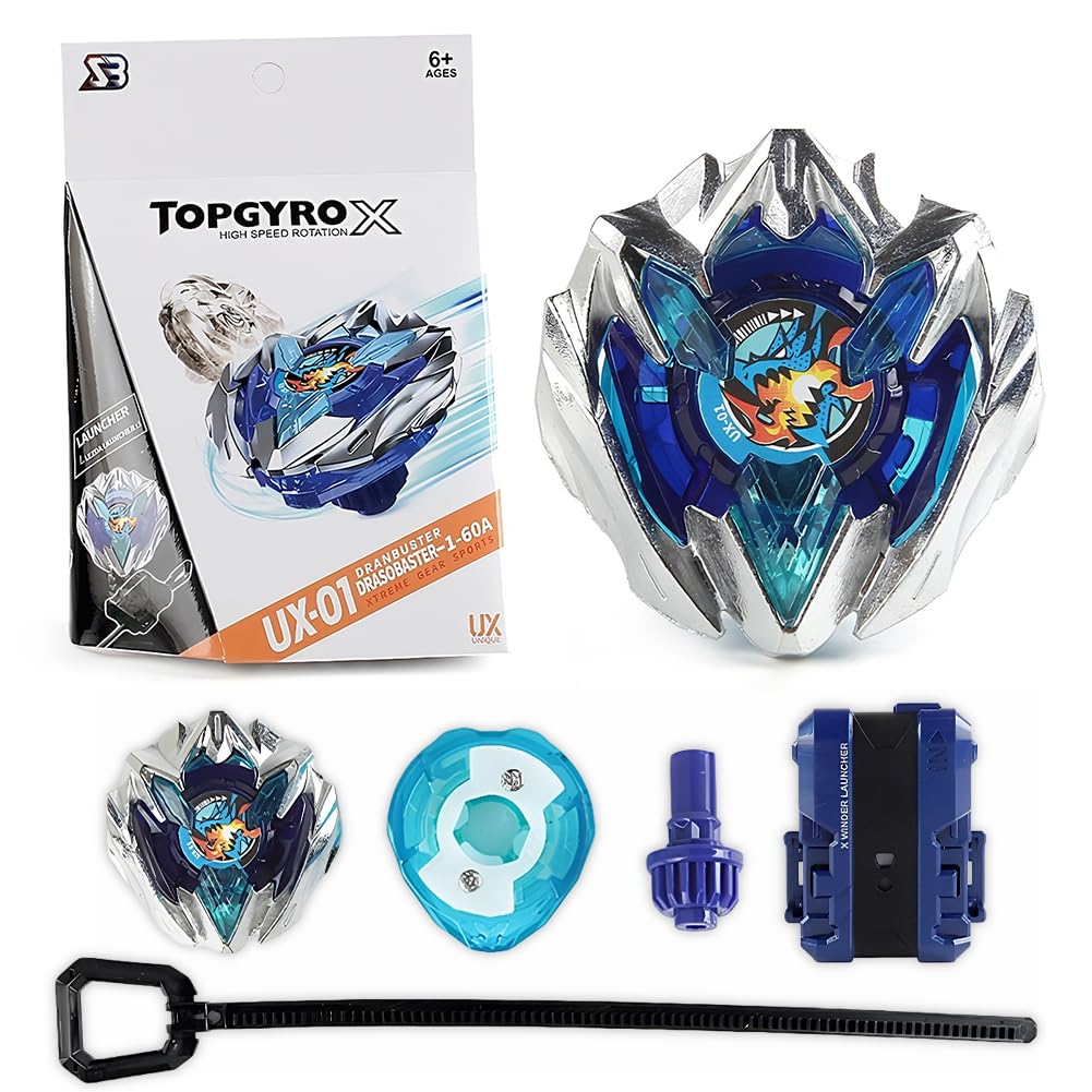 MIFKLMV Spinning Top Deluxe Set, Includes String Launcher & Right-Spin Top, High-Speed Action & Epic Battles, Spinning Battle Toy for 8+ Year Old Kids, Boys and Girls (Blue)
