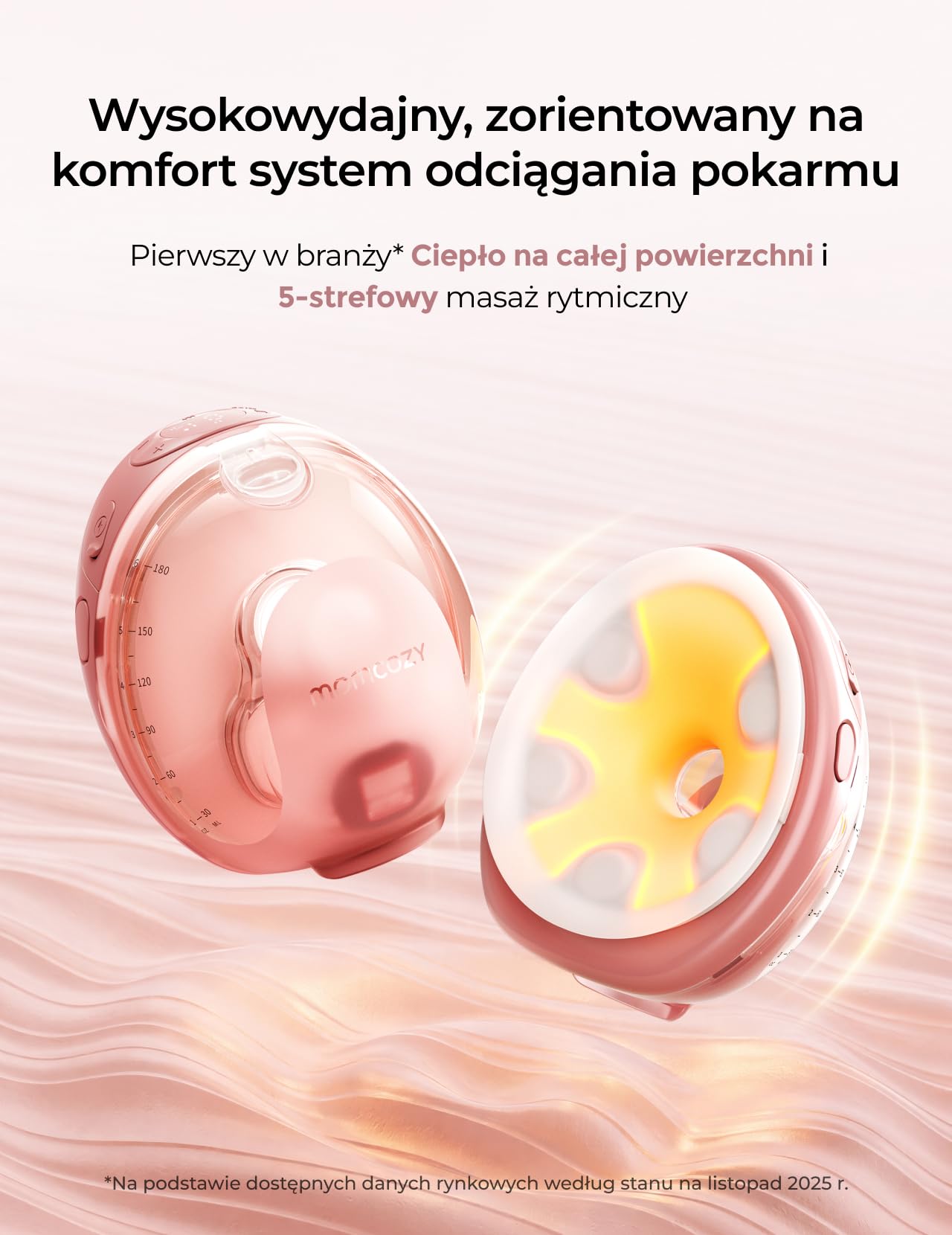 Momcozy Wellness 1 Laktator muszlowy z podgrzewaniem i masażem, aplikacja