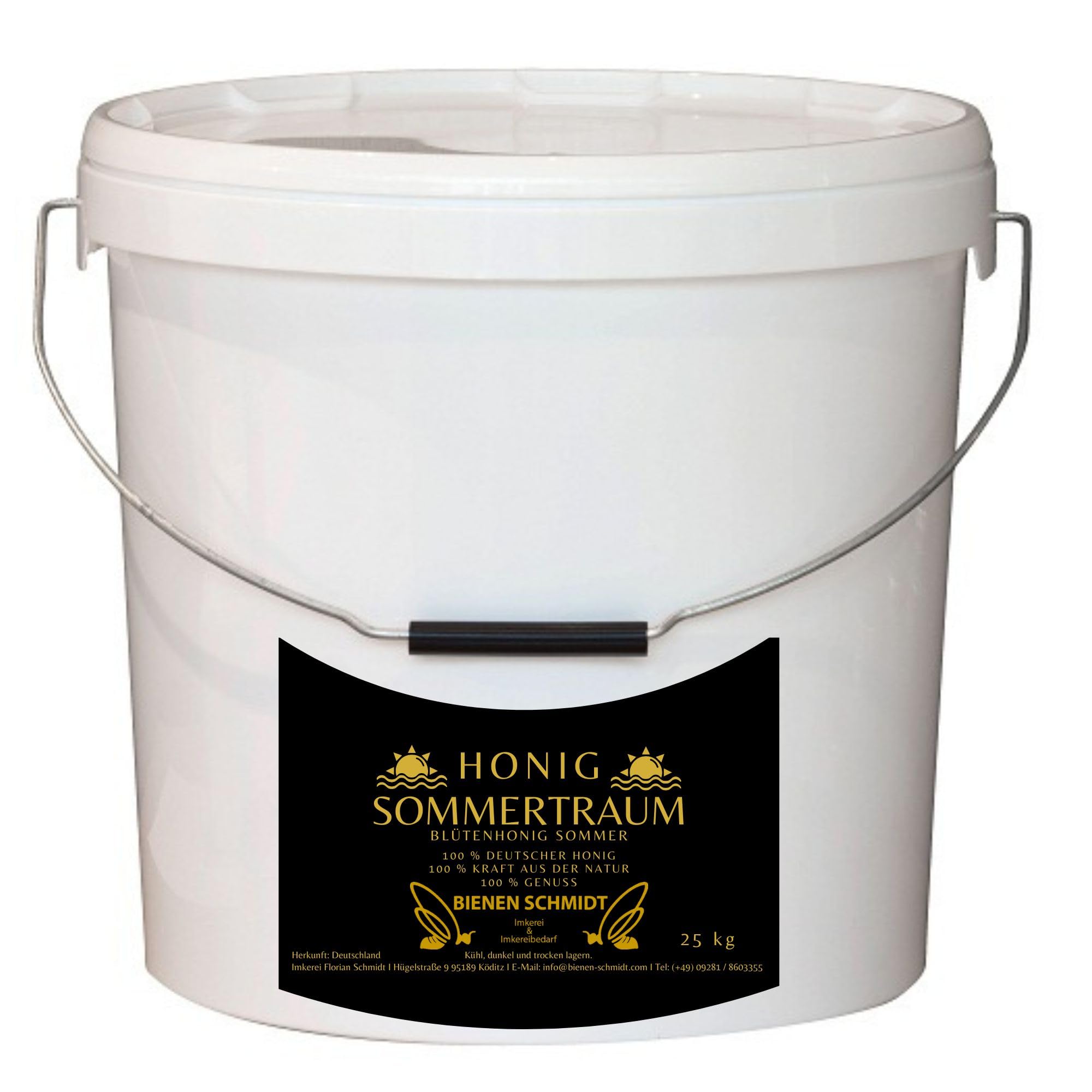 25 kg Eimer lebensmittelecht Original Deutscher Honig Sommerblütenhonig aus Oberfranken (Nord-Bayern) Honig rein und natürlich