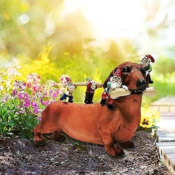 Amazon.co.jp: ダックスフンドドワーフの庭の装飾 - 骨を食べる犬の