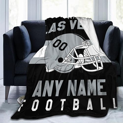 SEAGGS Manta personalizada con diseño de ciudad de fútbol americano, decoración personalizada, manta impresa para añadir cualquier nombre y número,
