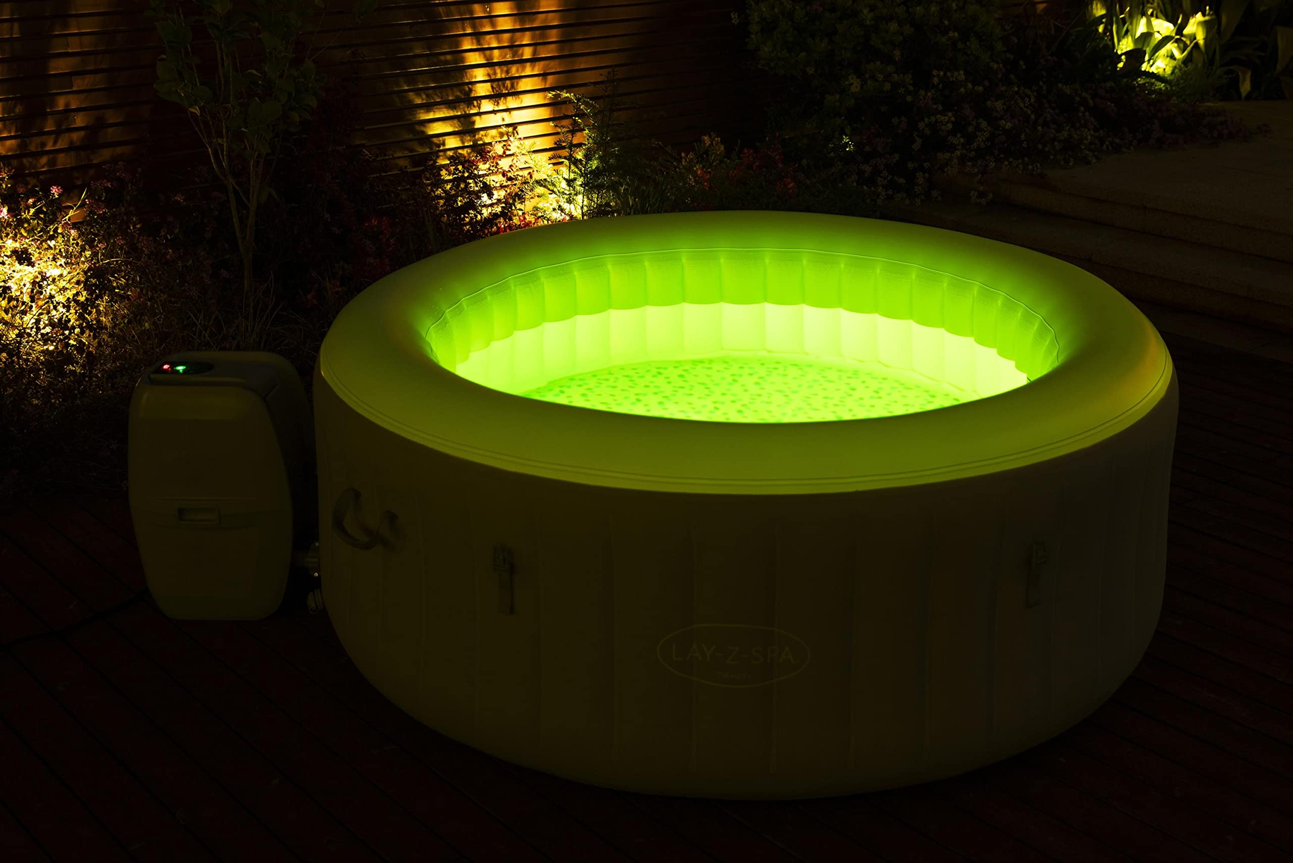 BESTWAY - SPA Hinchable Lay-Z-SPA Tahiti para 2-4 Personas Redondo 180x66 cm con Luces LED