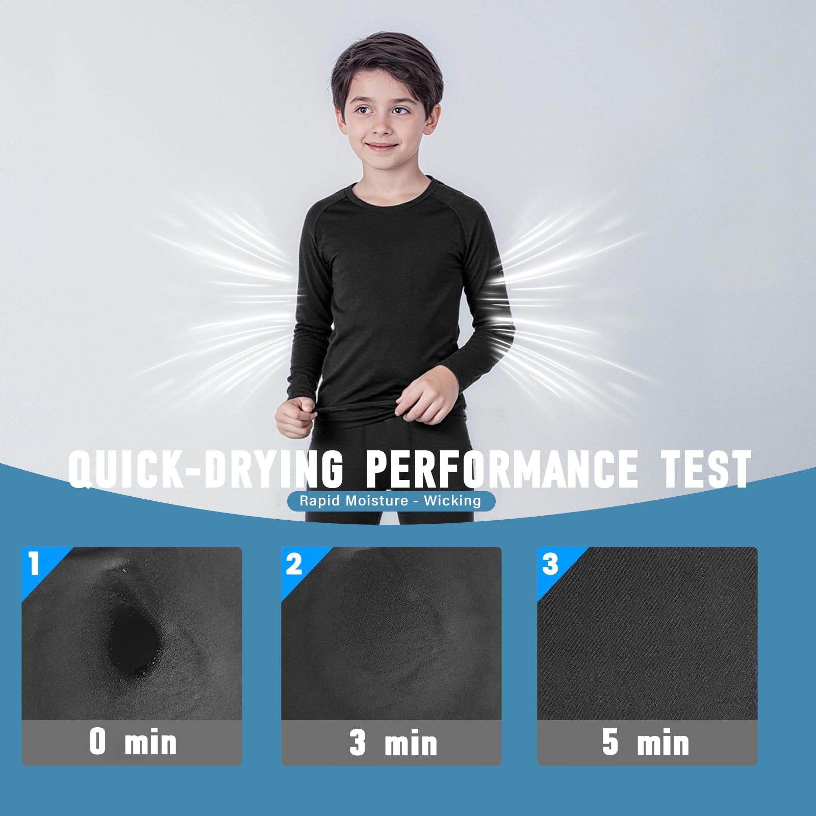 Fiorios Conjunto de Camiseta Interior Térmica Manga Larga y Leggings Forro Polar para Niños Deportiva Fútbol Esquí