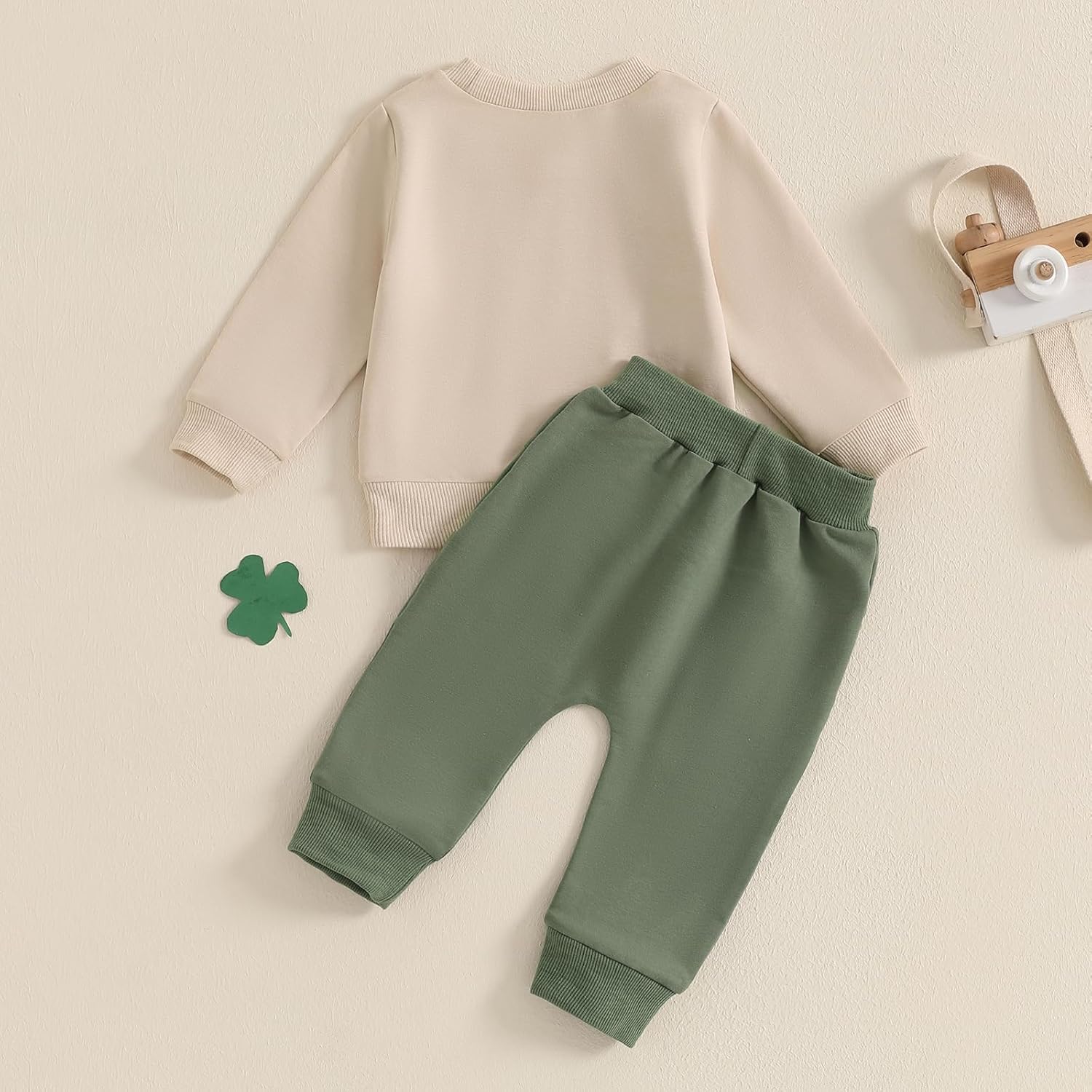 St Patricks Day Baby Boy Outfit Clover Letters Print Sweatshirt Elastic Waist Pants Set Toddler 2Pcs Spring Clothes - Image 4