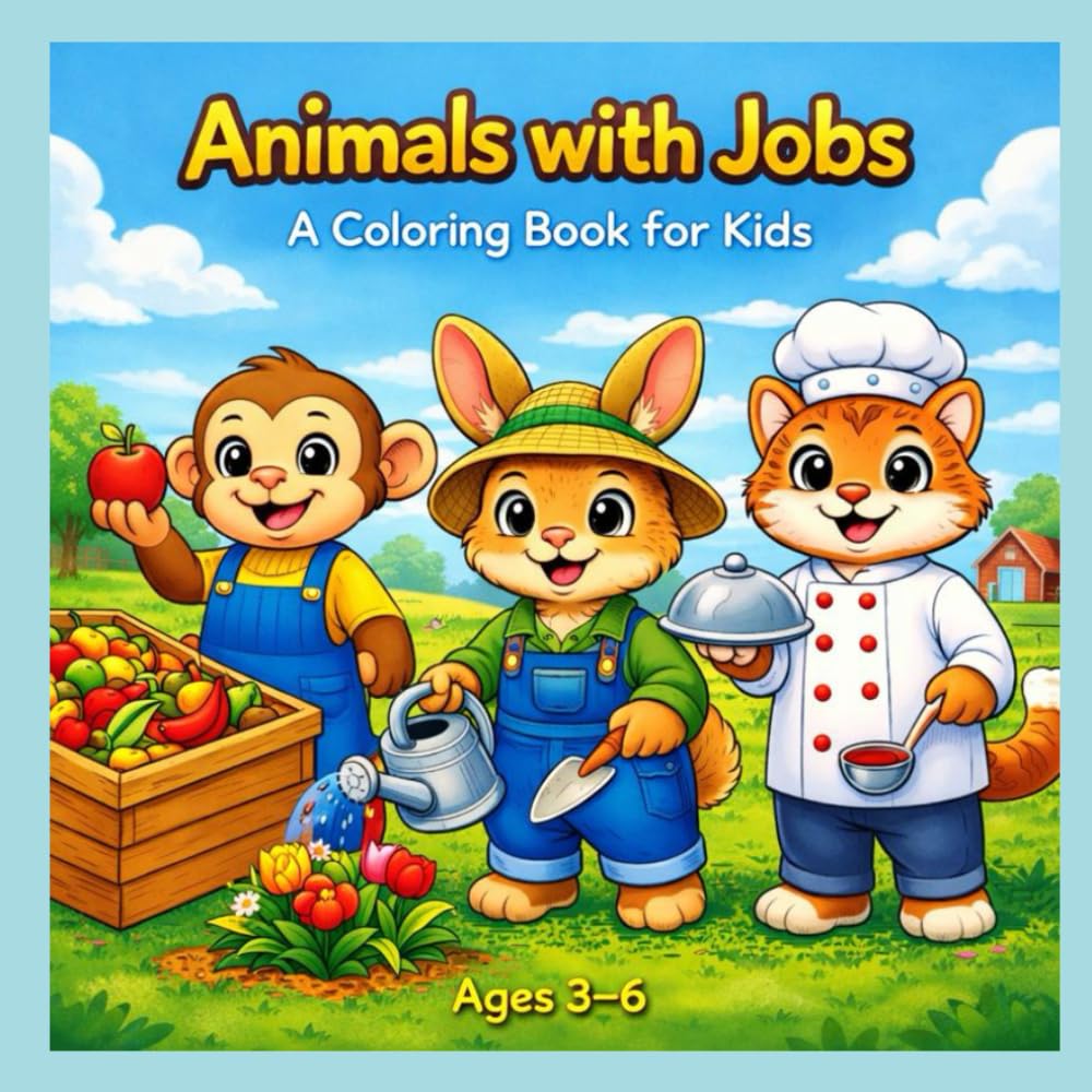 Animals with Jobs: Libro para colorear infantil · Dibujos grandes y fáciles (3–6 años)