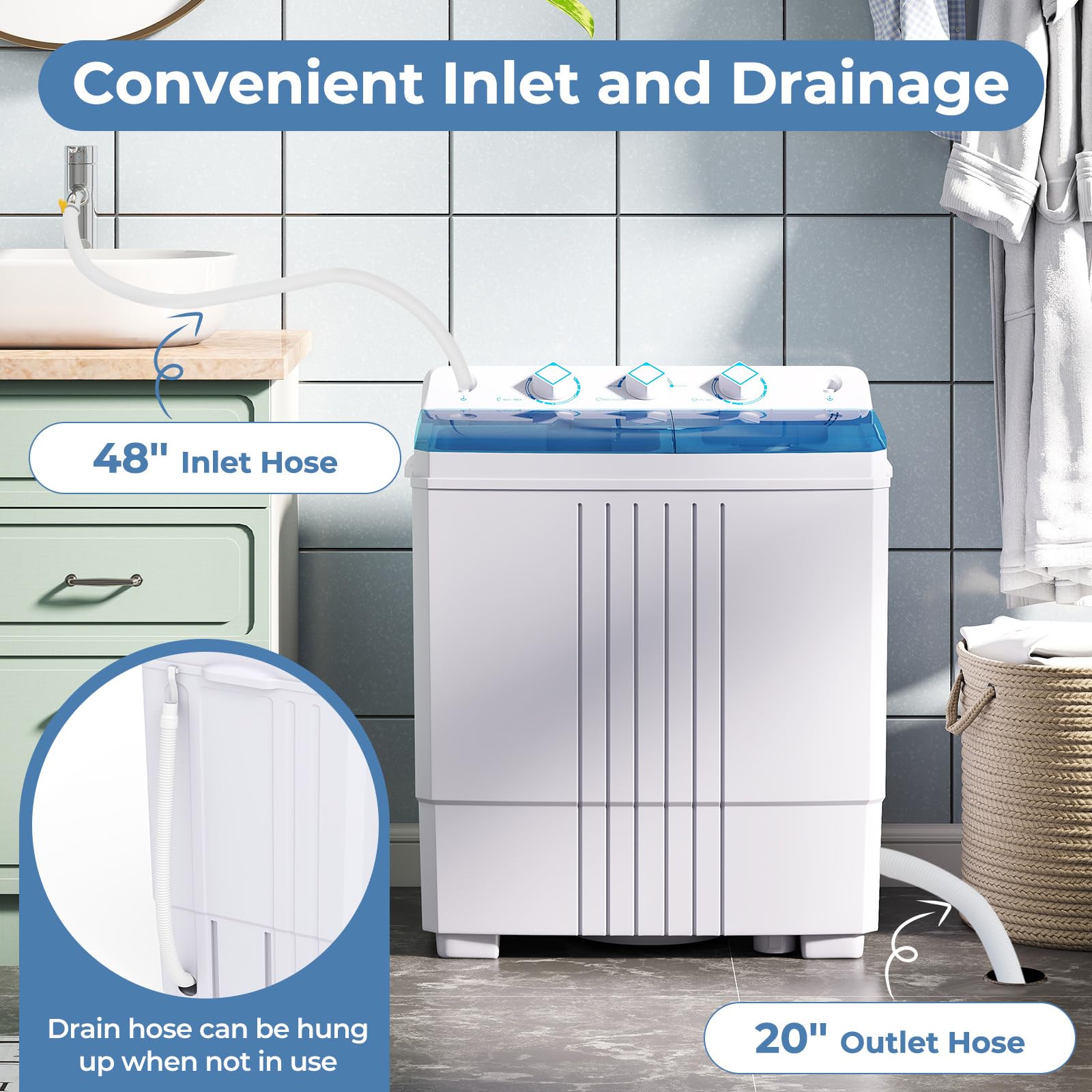 GIN WASHI上下組2セット　Mサイズ Amazon.com: Giantex Washing Machine, 20Lbs Capacity, Washer and