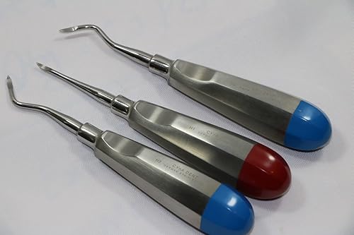 Miniatura 4 de HEIDBRINK - Juego de 3 elevadores de punta de raíz dental alemán de alta calidad, instrumentos rectos derecho derecho izquierdo juego de 3 unidades