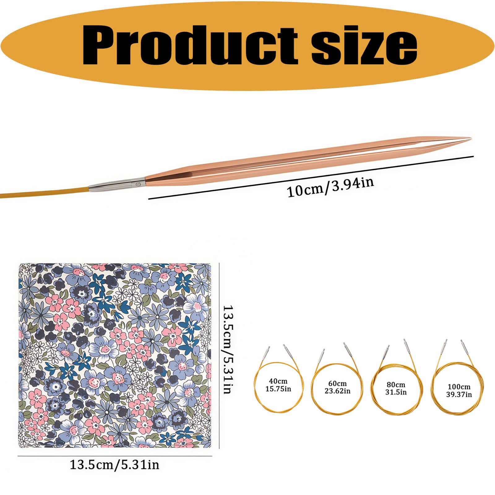 Ensemble de tricot circulaire portable avec pointes en aluminium, 9 paires de pièces interchangeables, variété de longueurs de câble et pochette florale pour un rangement organisé Ensemble de tricot