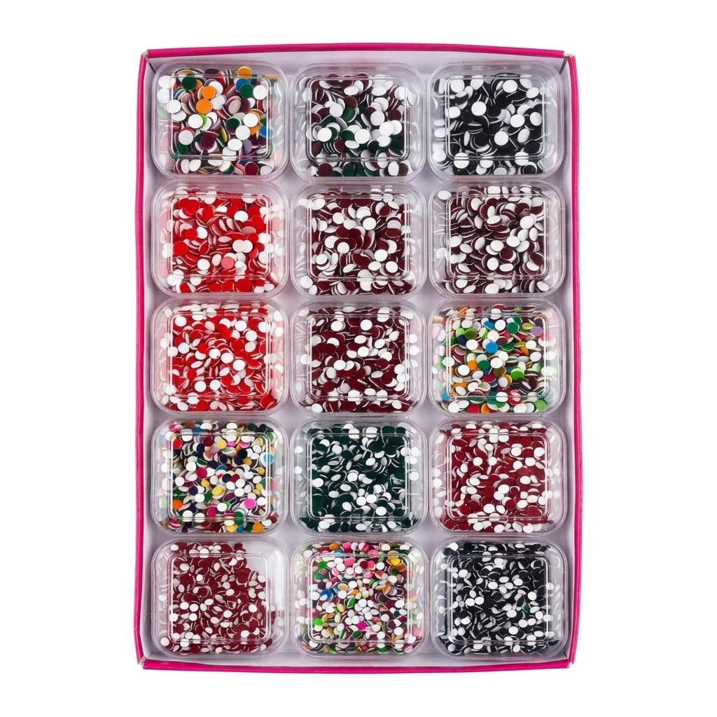 Premium Multi Color Bindi Velvet 15 Dibbi Combo Pack | Self Adhesive Round Bindis for Women & Girls | Assorted Sizes (2.5mm, 3mm, 3.5mm, 4mm, 4.5mm) | Long Lasting Traditional & Daily Wear Bindi Box Set-image-7