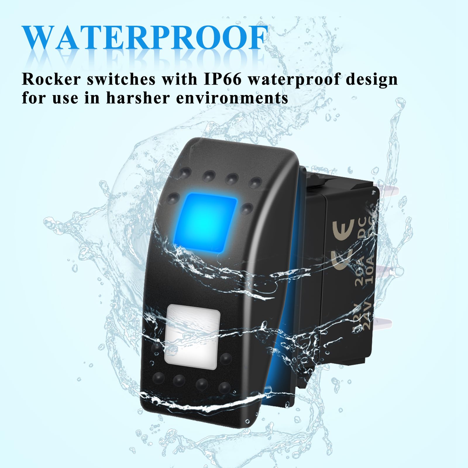 LED Wippschalter Einbauschalter Ein/Aus Schalter 12-24V Wasserdicht Auto Boot DE LED Wippschalter Einbauschalter Ein/Aus Schalter 12-24V Wasserdicht Auto Boot DE