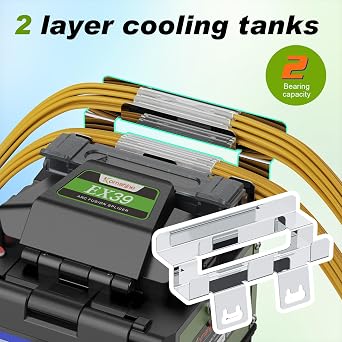 2 Packs KomShine EX39 Fiber Optical Fusion Splicer with Automatic Focus Core Alignment Splicer, FTTH Fiber Optical Welding Splicing 8S Heating 18S with Cleaver FC-20 for 48,000 Blade Life