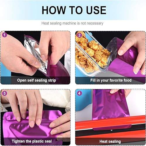 Miniatura 5 de ODDIER 120 bolsas de Mylar a prueba de olores de 5.5 x 7.8 pulgadas, para el almacenamiento de alimentos, bolsas resellables de Mylar resistentes a