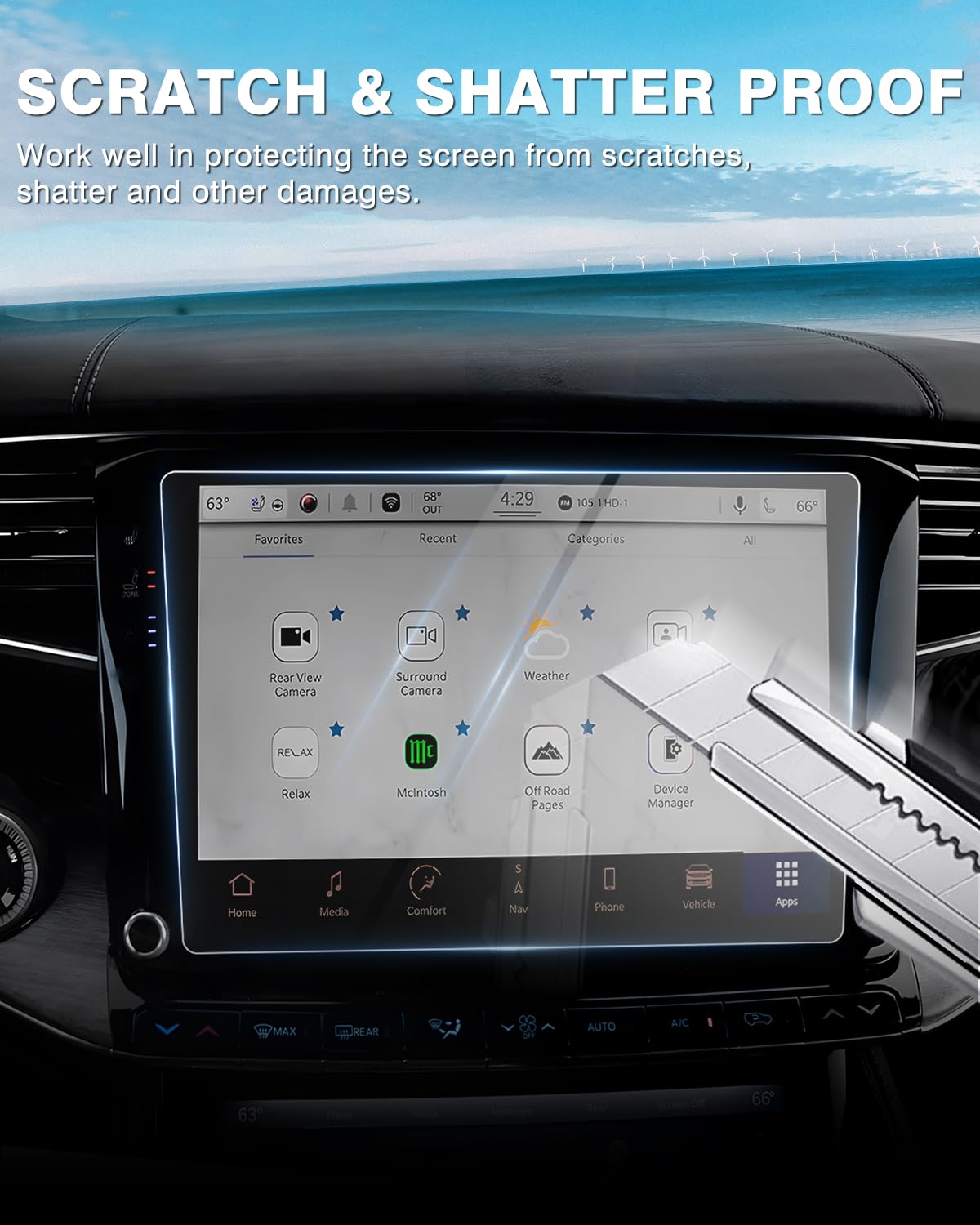 Karltys 2PCS Tempered Glass Screen Protector for Jeep Grand Wagoneer 2022 2023 2024, 12 Inch Touch Screen Protector for Grand Wagoneer Accessories, Anti Fingerprint Car Display Screen Cover