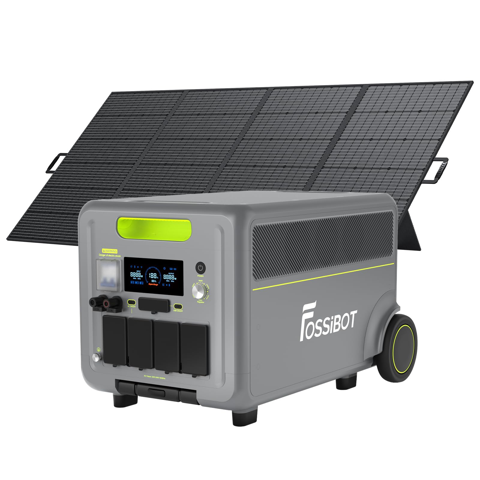 FOSSiBOT Power Station F7200 con 420W pannello solare LiFePO4 5222Wh, centrale elettrica da balcone, AC 7200 W, micro inverter 800 W, UPS espandibile a 15,66 kWh, generatore solare per casa, emergenze