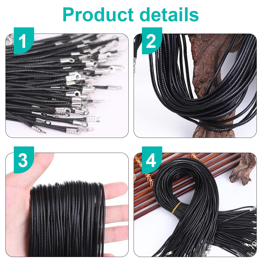 Cordoncino in pelle di cera con chiusura a moschettone per collane fai da te, 25 pcs
