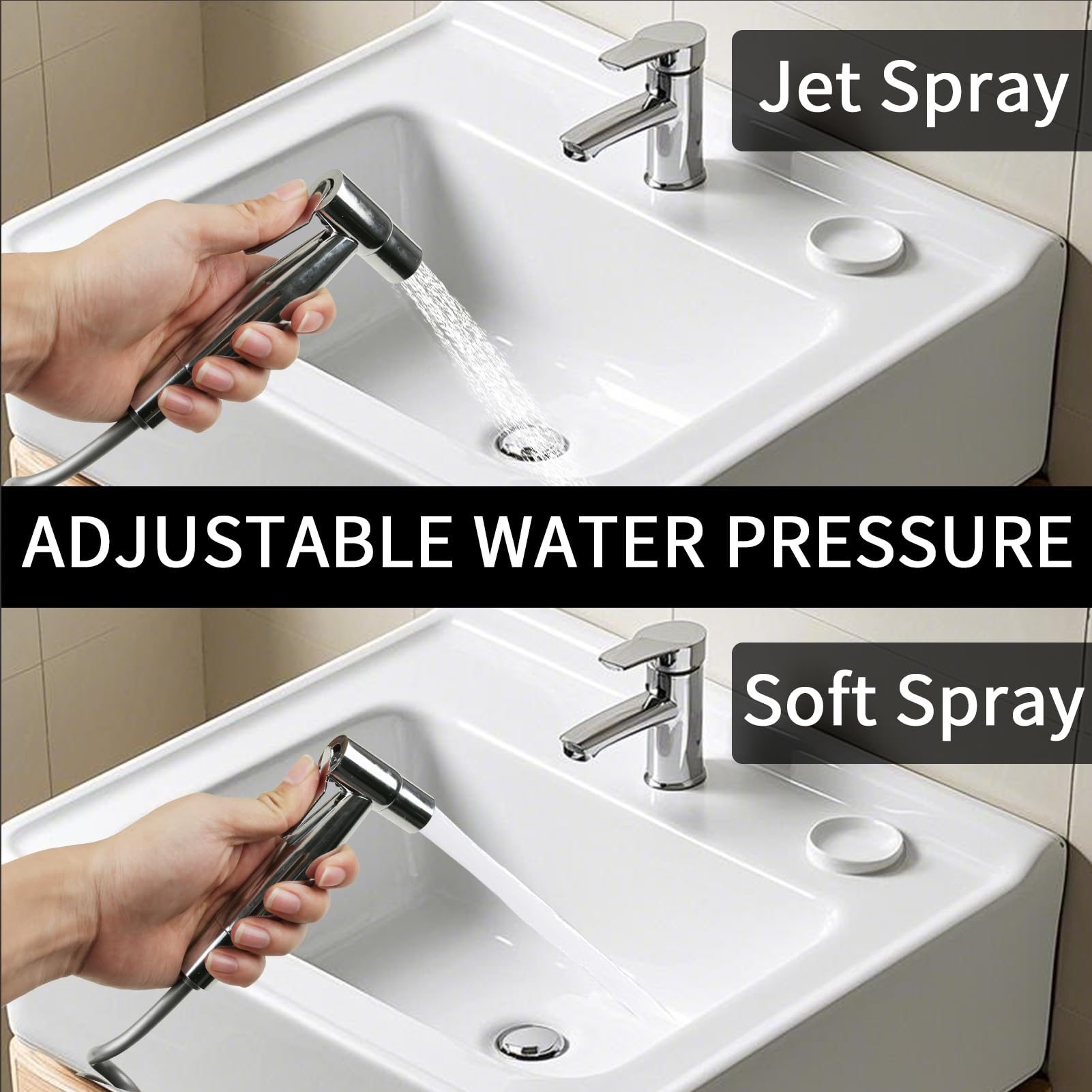 MI CASA Handheld Bidet Sprayer for Toilet Stainless Steel Bidet Sprayer Kit with 1-in-2-out Dual Control Valve Faucet and Hose or Feminine Wash - Image 3