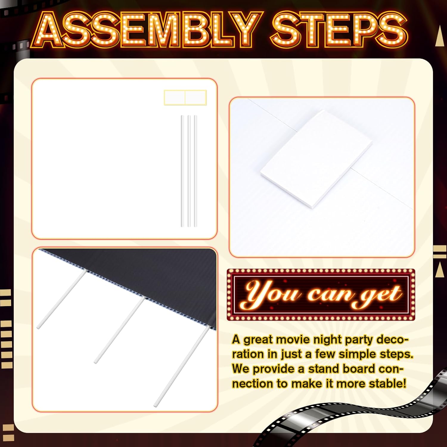 Vicenpal 3 Pcs Jumbo Star Cardboard Cutouts Standup, 23.6" - 31.5" Large Starry Night Movie Party Decorations, Glitter Star Props for Movie Prom Awards Wedding Birthday Party Photo Booth Backdrop