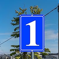 Vista 5 de Premium Aluminum Number Signs 1, Metal 12" X 8" Blue Numbered Signs Outdoor for Parking Lots, Floor, Dock, Court, Aisle, Field, High Visibility, No
